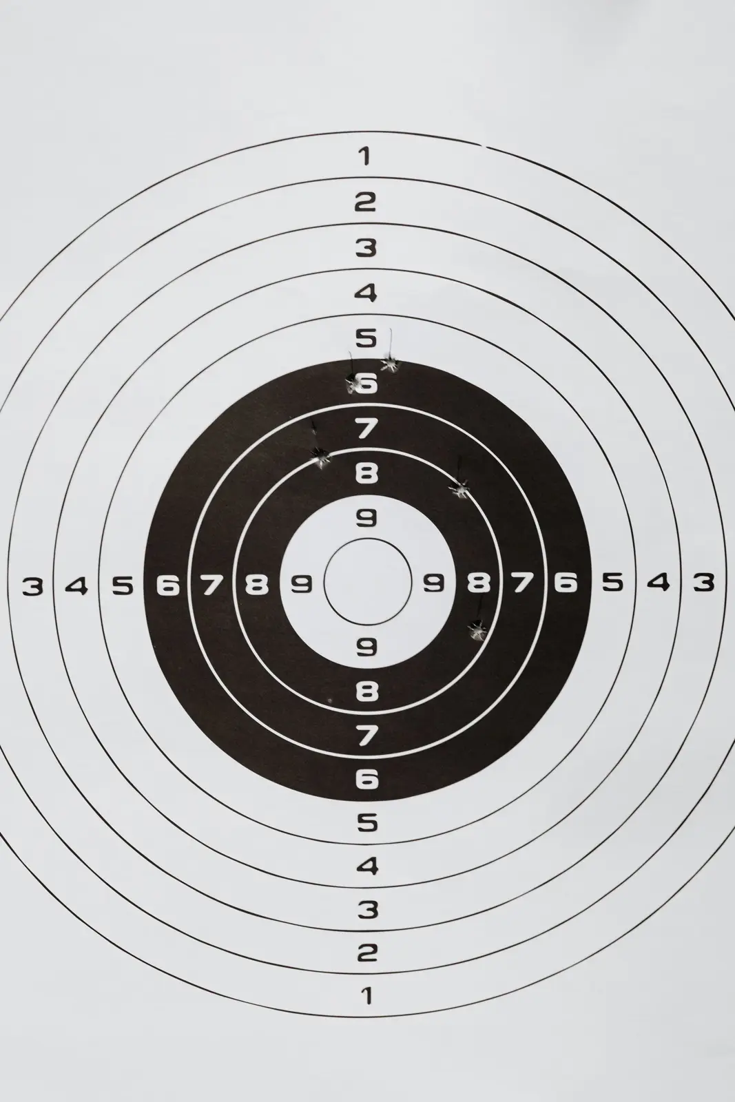 Close-up of a paper target with scoring rings